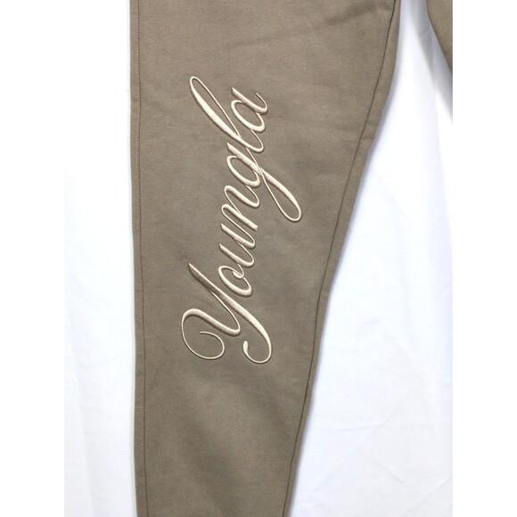 YoungLa Mens Autograph Script Cuffed Joggers Size M Tan NEW Sweatpants Young LA - Picture 3 of 7